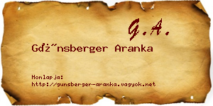 Günsberger Aranka névjegykártya